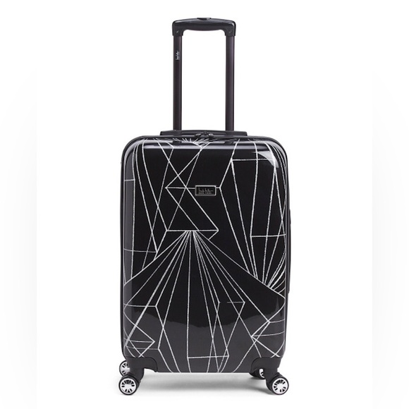 Nicole Miller 24" in Linear Hard Case Spinner Black Suitcase - Picture 1 of 3